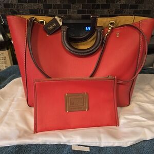 Coach Red and Gold Women's Tote Bag